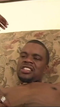 Hot ebony babe fucking on the couch hard