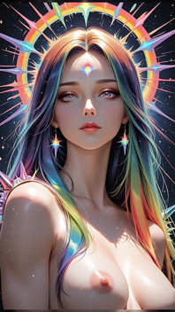 Oracle de sombras con prisma arco iris púas presentación de diapositivas de fantasía cósmica de belleza ai art