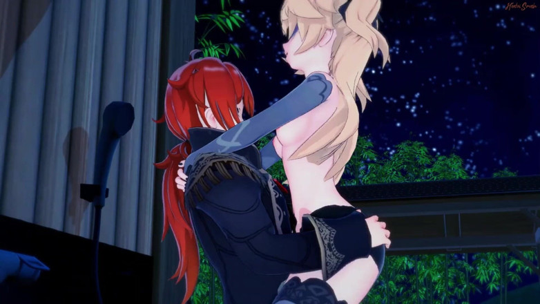 Hentai Smash: Fischl dientot di balik dinding dan dientot gaya doggy sampai...