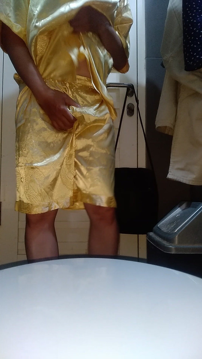 Naomisinka: Crossdresser Cum Wearing Satin Pajamas