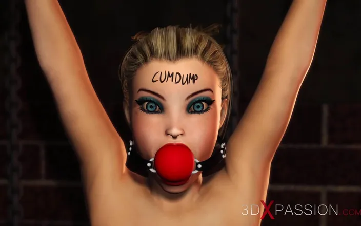 3dxpassion: Sexy Ball Gagged Blonde Has Anal Sex with BBC in...