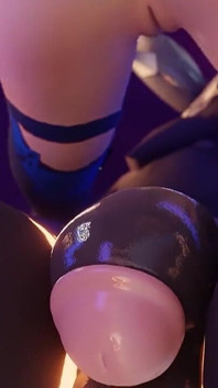 Une fille futa en 3D essaye de contrôler une grosse bite