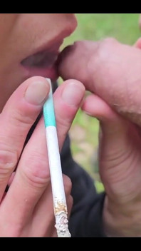 Smoking Two Cigarettes and Give Him Blow Job with Cumshoot on My Face When I Smoked
