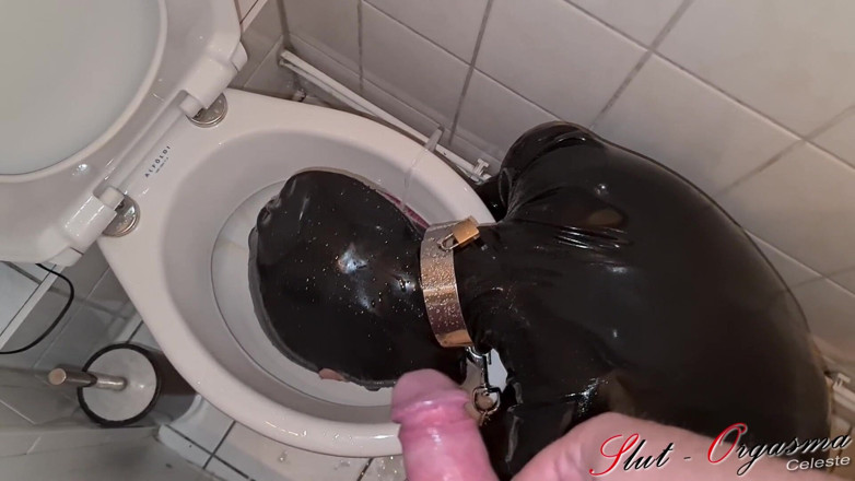 Slut Orgasma Celeste: 奴隷痴女 - ラテックス小便の飲酒とトイレ掃除のオーガズムセレステ