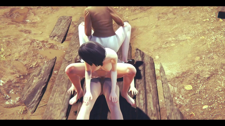 HentaiTubes: On titans hentai - mikasa lagi asik seks threesome sama annie -...