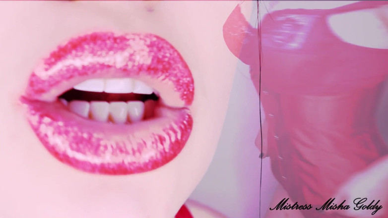 Goddess Misha Goldy: Red shiny fantasy over my mesmerizing lips and my sexy...