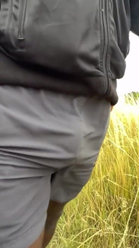 Watching This I Can Not Help Myself to Get Hard. a Very Slowmotion of Me Walking Commando in My Shorts in the Park.
