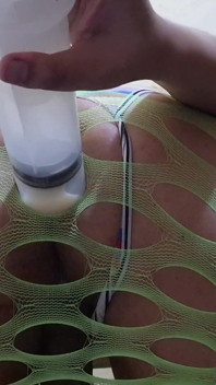 Big Ass Trans Girl Fucked and Creampied by Her Dildo Through Clothes