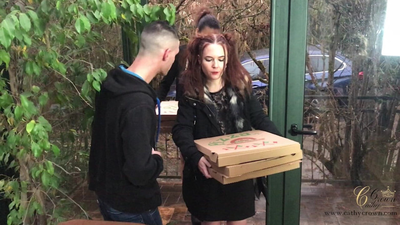 Cathy Crown Production: 2 Girls for a Pizza Gangbang with 10 Guys