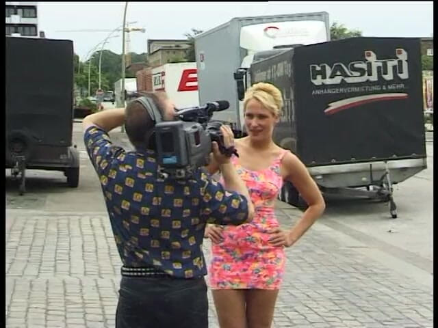Lucky Cooch: Blonde beauty showing her natural tits and round ass in...