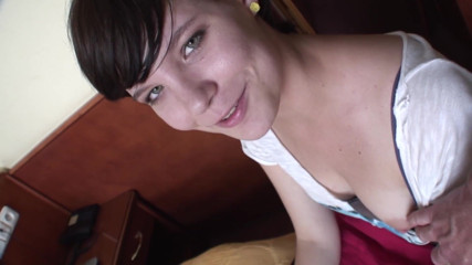 Toy Sluts: Brunette teen plays with glass dildo