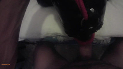 LauraOnHeels: Laura is hogtied in latex catsuite and high heels, throated...