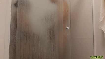VictorHugo: taking a shower after cum on my dick