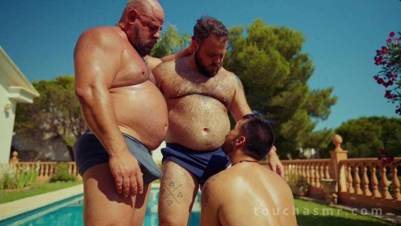 ScruffyStocky: Poolside Cream Rubdown: Four Hands Slick up a Needy Sub,...
