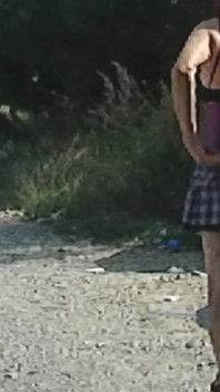 Recycling Outing... Naughty in Miniskirt and Tail Plug