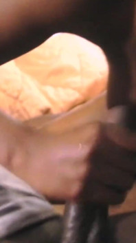 Grande rabo ébano bebê recebe spitroasted em um trio