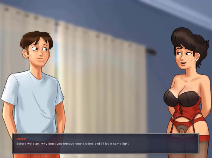 Cartoon Play: Summertime Saga deel 202 - neukpartij kapsel milf in rood korset