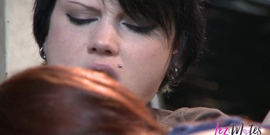 Lez Mates: Horny tattooed babe surprised with a pussy fingering