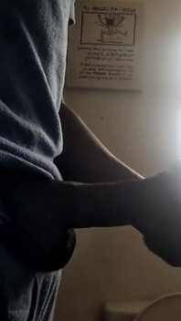 Kote hitam besar melancap dalam bilik air