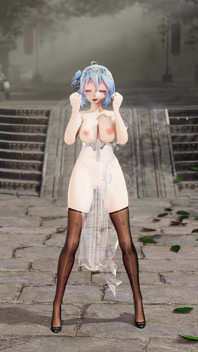 [mmd]miku - Când modelul transparent cheongsam negru de succub se mișcă și vaginul este expus