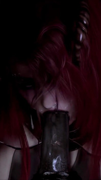 BBC. Halloween Red-haired Succubus Girl Swallows and Greedily Sucks Ricky Johnson's Big Black Cock