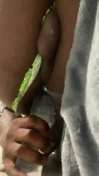 Black Solo Anal Sliding Green Jockmail Thong to the Side