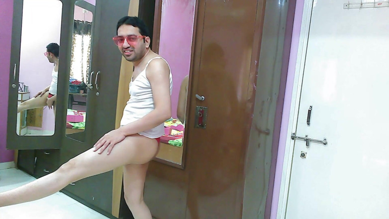 Cute & Nude Crossdresser: Sexy sissy crossdresser femboy Sweet Lollipop in a chime, thong,...