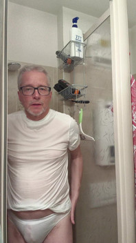 Wet T-shirt and Wet Underpants While Showering