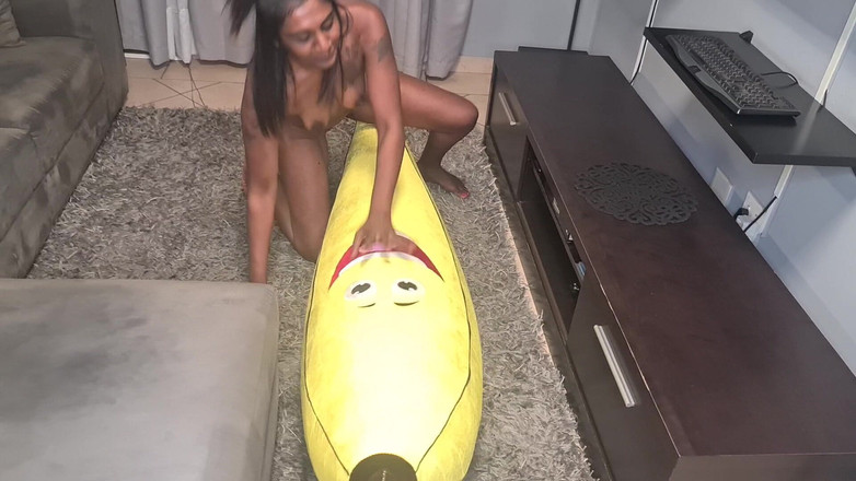 domslutfucker: Tattooed Desi Slut Humps a Big Banana, Close Ups
