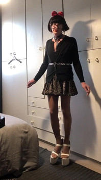 Sissy Andreina Practices Walking in Very High Heels