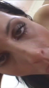 Big ass brunette fucked in her warm pussy and sprayed on the face