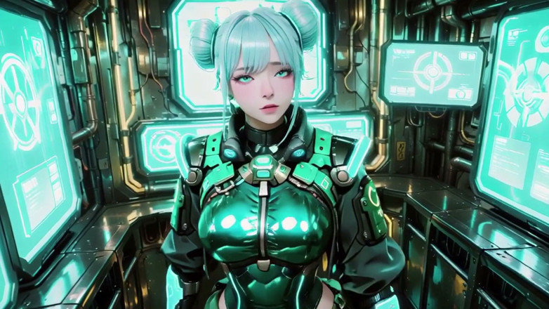 Seraphina Vale: The Green Armored Girl! Silver-haired Valkyrie Kneeling and Glancing Back,...