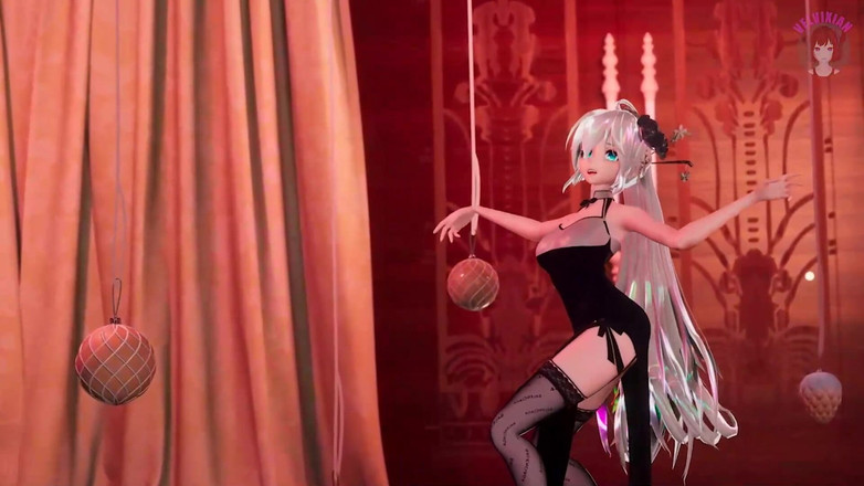 Velvixian: Sexy tanec v čínských šatech + černé punčochy