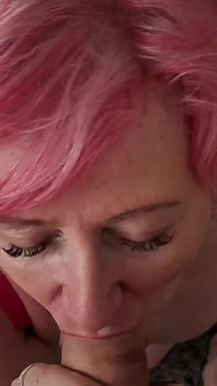 Ahegao Mature Slut Drools While Licking Throbbing Cock