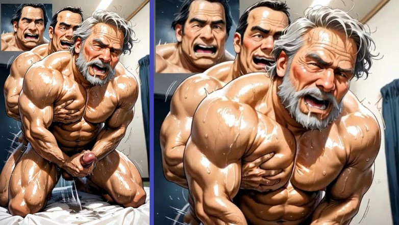 Real narrated fantasy Hentai: Bir grup olgun adam yaşlı bir adamın götünün içine boşalarak çılgın...