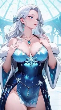 Mage de gelo de cabelos prateados em um Crystal Hall! Casting magic enquanto parece sem esforço frio, mas seus lábios estão tremendo