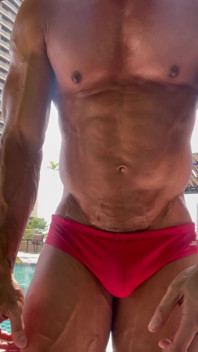 Hot Asian Muscle Hunk, Joey Rhyder Oiled up at the Pool