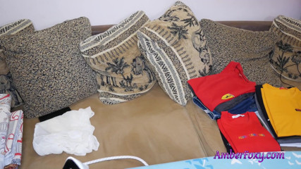 Amber Foxy: Sexy milf ironing her clothes topless