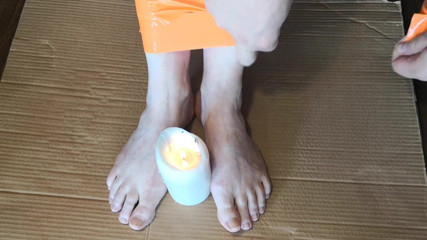 Bouncy Tits Action: Hot candle wax on my feet part 1