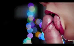 Zuigen als een lolly, frenulum likken, close-up