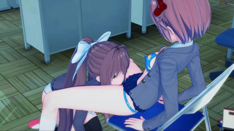 Hentai Smash: Sayori strapon fucks Monika until she orgasms - Doki Doki literature...