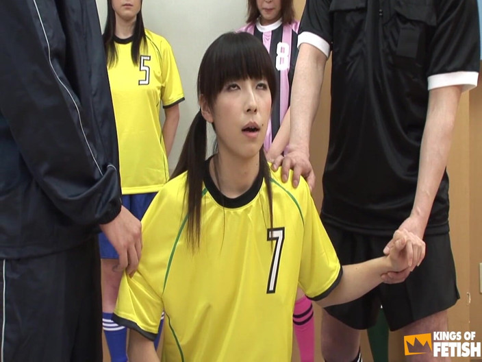 Pure Japanese adult video ( JAV): Japanese football girl blows two men in front of her...