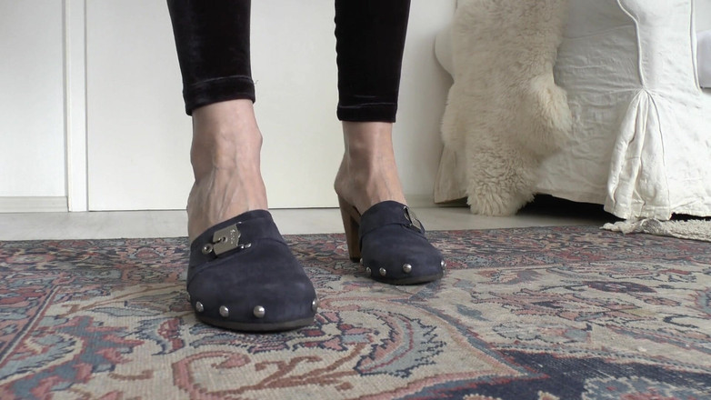 Lady Victoria Valente: Blue Wooden Clogs, Sabots, Lady Victoria Valente
