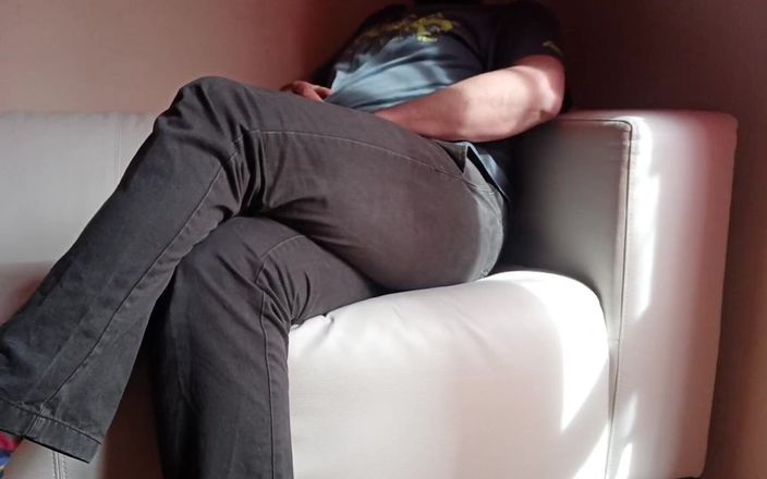 Kinky guy: Slow Pee and Cum on the Couch