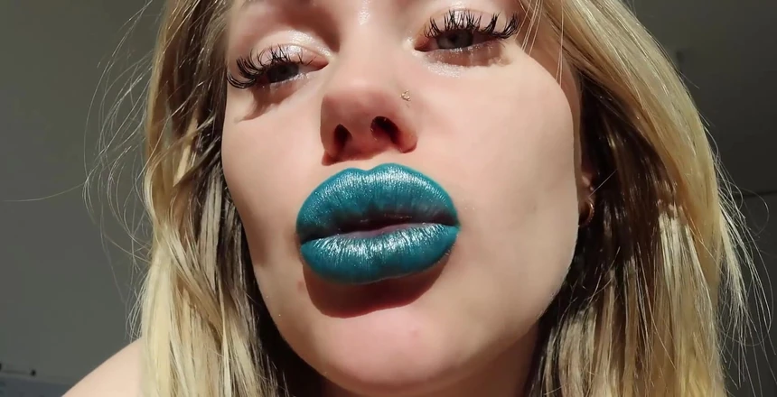 Goddess Misha Goldy: Look at My Plump, Voluptuous Blue Shiny Lips. You Can't...