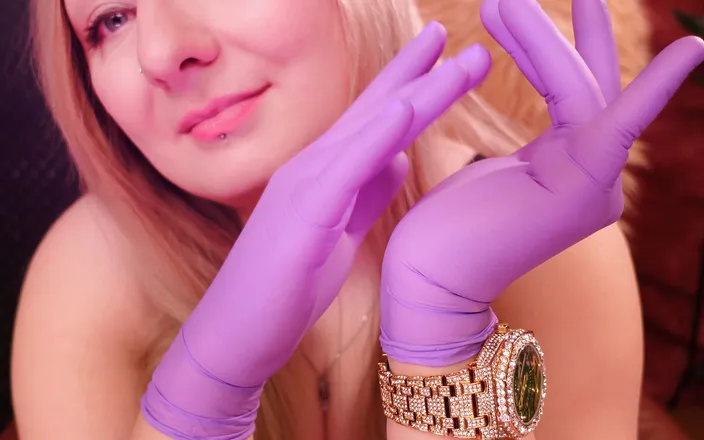 Arya Grander: Asmr: Purple Nurse Gloves and Gold Glitter Watch. Arya Grander