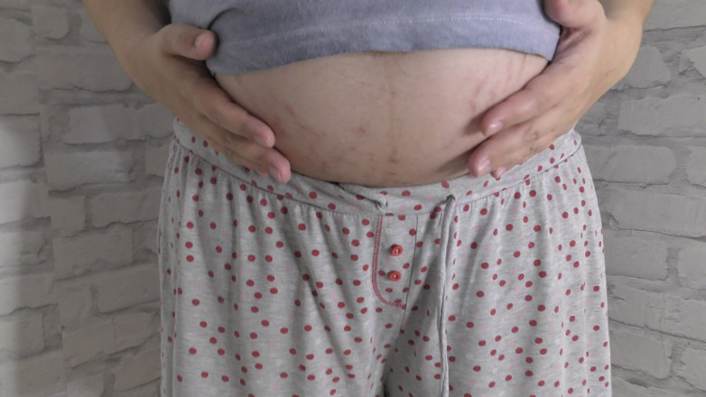 Milky Mari: Touching my pregnant stepmom kinky body and huge lactating bobs...