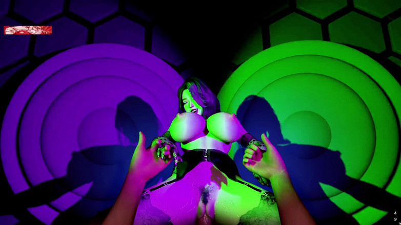 X Hentai: Tetona diosa cyber con curvas - animación 3D hentai