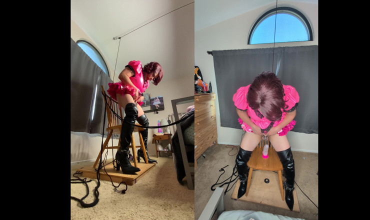 Sissy Candy: Сіссі Кенді в собі в бондажі з величезними ділдо