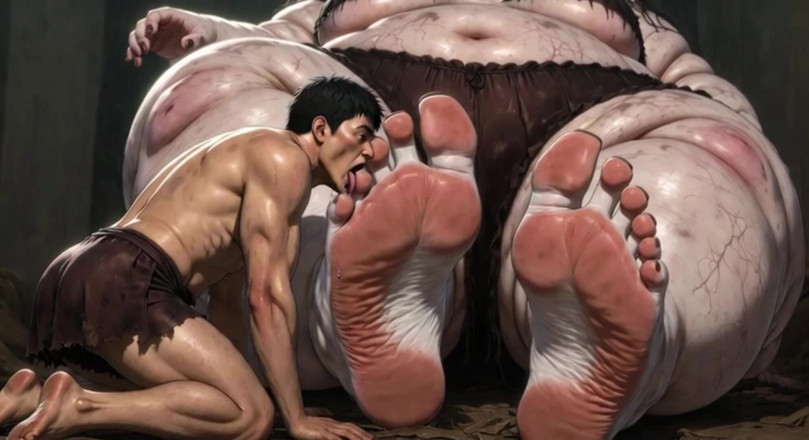 YOUR BEST FANTASY: Huge Obese Giantess BBW - Slave Licking Her Giant Feet in...